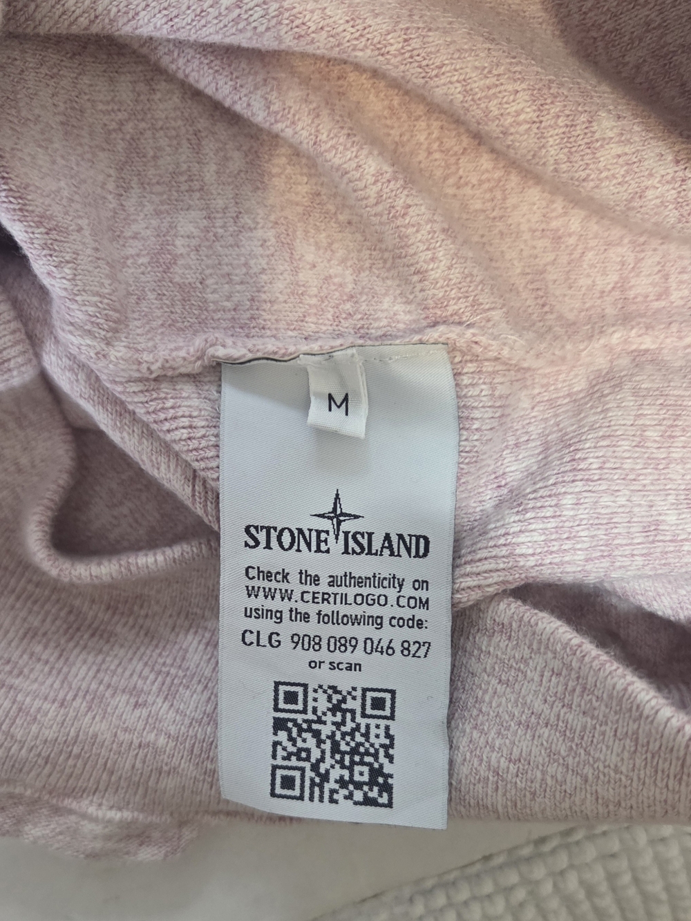 Stone Island Unisex Sz M Pink Melange Reverse Seam Crewneck Organic Sweatshirt - Picture 7 of 10